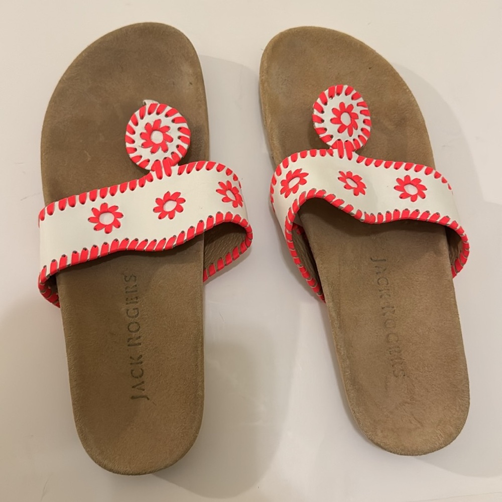 Jack Rogers Women Pink And White Sandals View 3